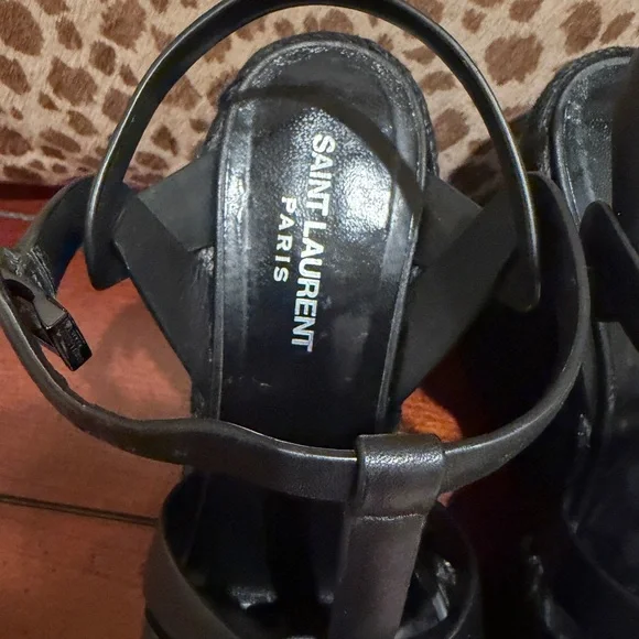 Saint Laurent Women's Tribute Espadrilles Wedge Sandals Black size 37 - Picture 3 of 12